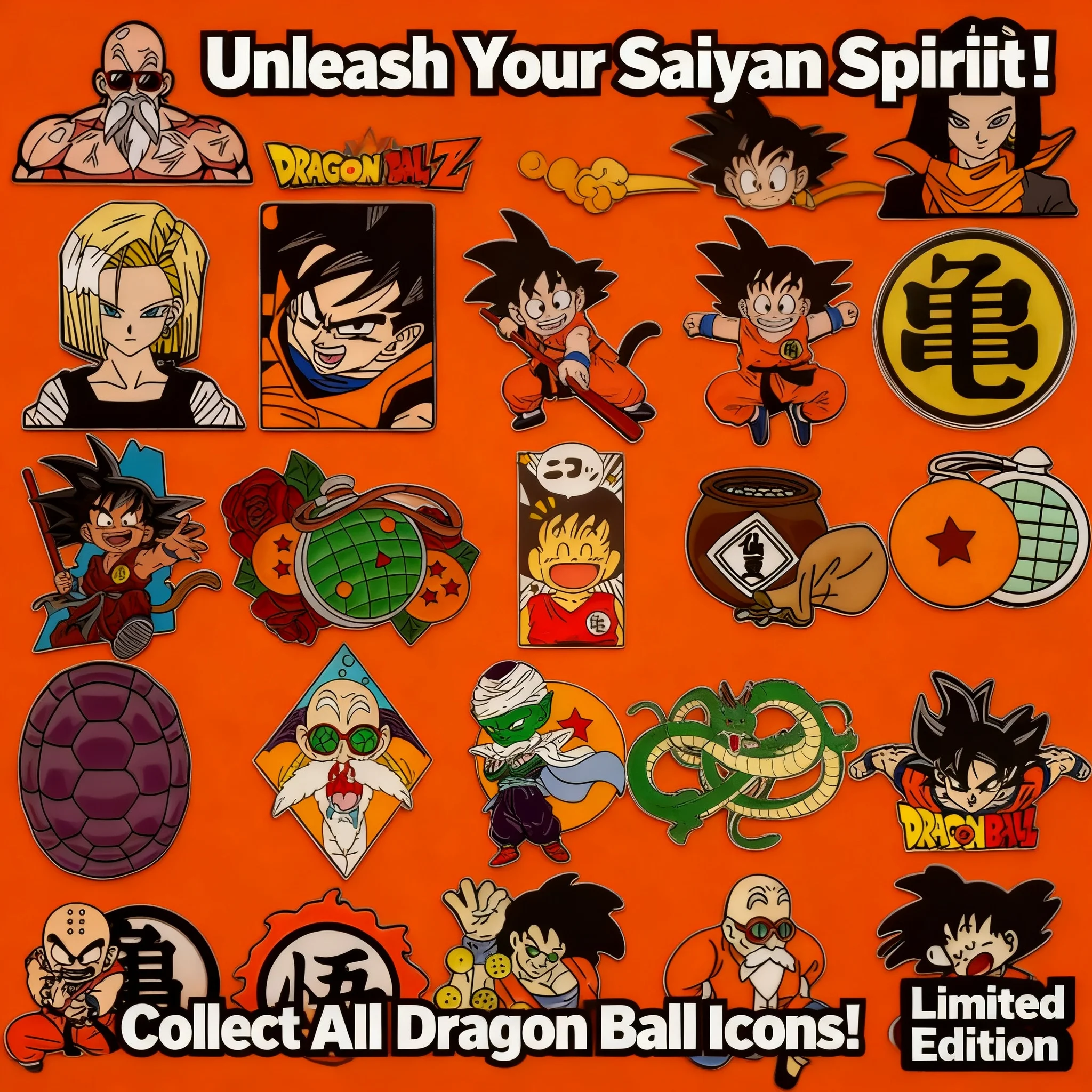

Dragon Ball Z Metal Badge Goku Character Alloy Oil Drop Brooch Pin Bag Decoration 100pcs