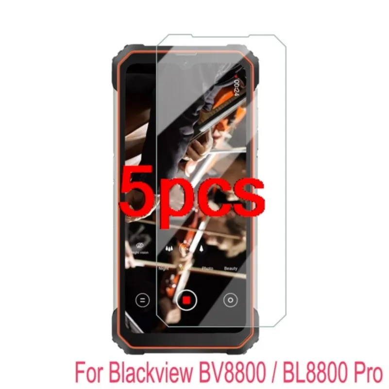 

5pcs clear hd front safety tempered glass guard on for blackview bv8800 bl8800 pro screen protector film cover shield