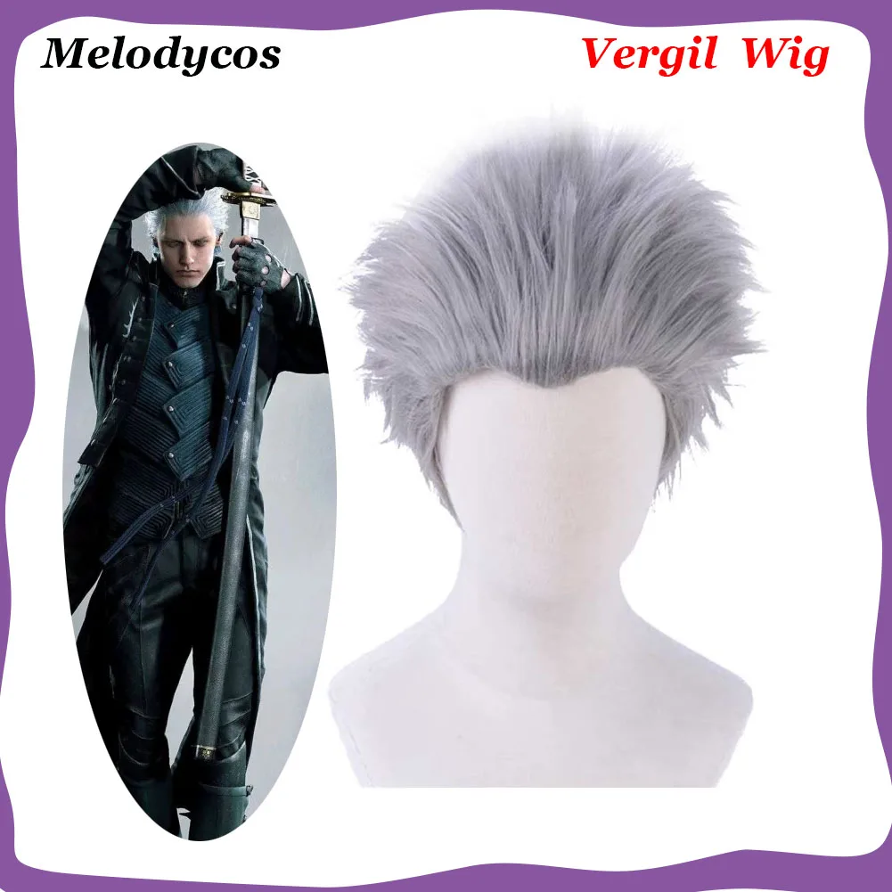 

Парик DMC Vergil для косплея, термостойкие синтетические волосы, реквизит для ролевых игр для мужчин, взрослых, мужской маскировочный карнавал, вечеринка на Хэллоуин