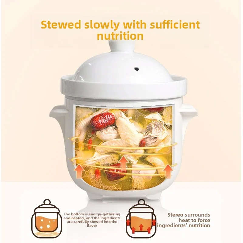 220 فولت 500 مللي/600 مللي المواقد البطيء الكهربائية وعاء الطبخ السيراميك للحساء وعصيدة الطفل ، وعاء الحفاظ على الصحة طباخ متعدد