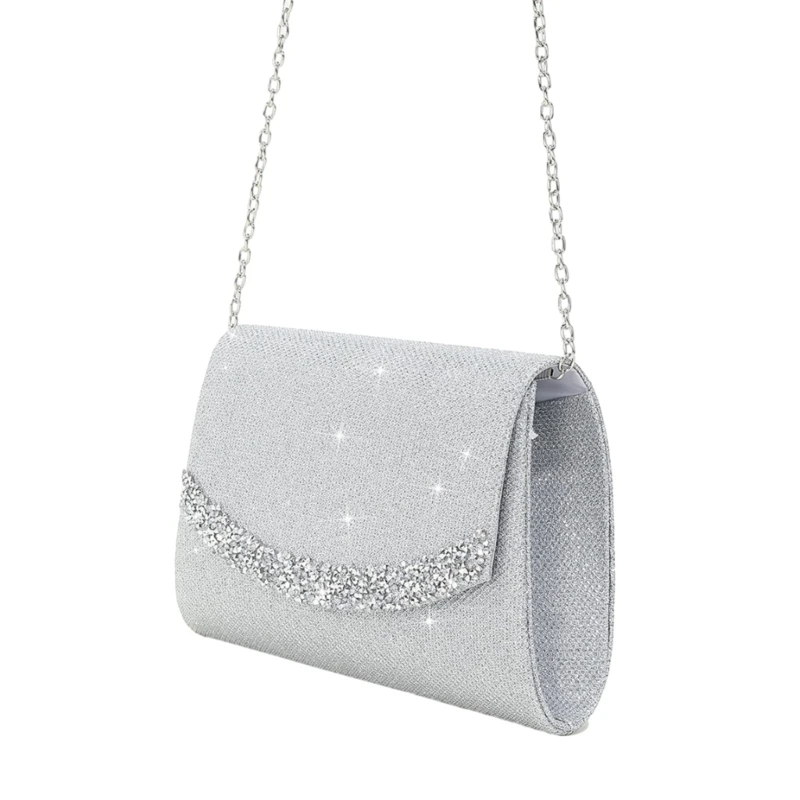 Glitter Clutch Purse Women Evening Handbag Small Phone Wallet Purse Shoulder Bag with Detachable Chain for Prom Wedding