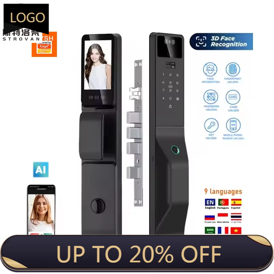 

STLF Tuya Automatic Inteligente 3d Facial Recognition Visual With Home Smart Digital Fingerprint Door Lock
