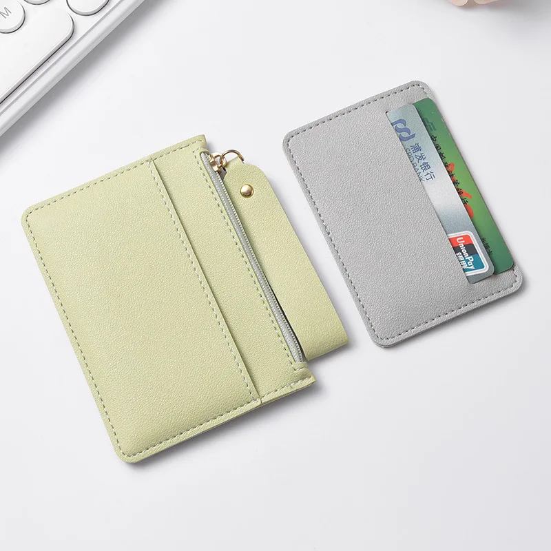 Multi Card Slots Wallet Id Cards Bag Card Case Slim Ultra Thin PU Card Holder Women Korean Zipper Coin Purse