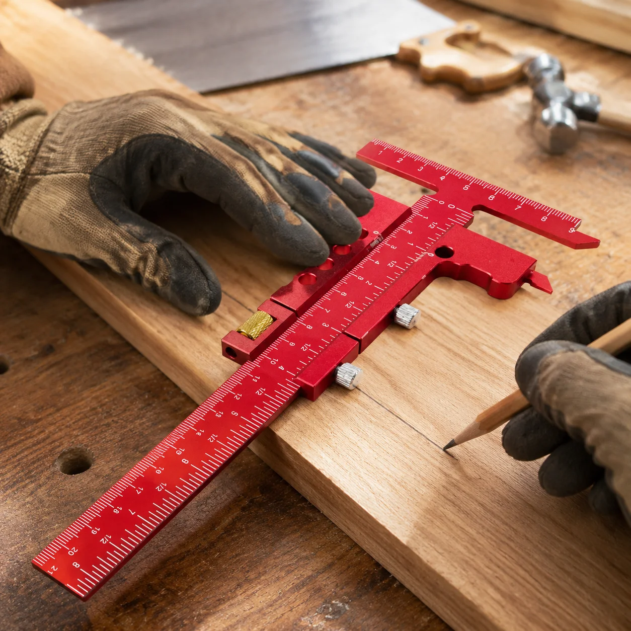 Woodworking T Square Ruler Precision Marking Tool for Carpentry DIY Furniture Layout Adjustable Aluminum Alloy Scale Tool