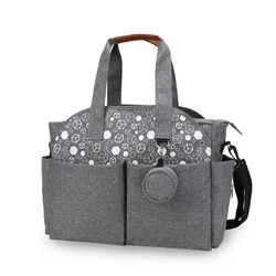 Portable Shoulder Mommy Bag Printed Geometric Pacifier Bag Travel Outdoor Waterproof Mother Wet and Dry Separation Diaper Bag