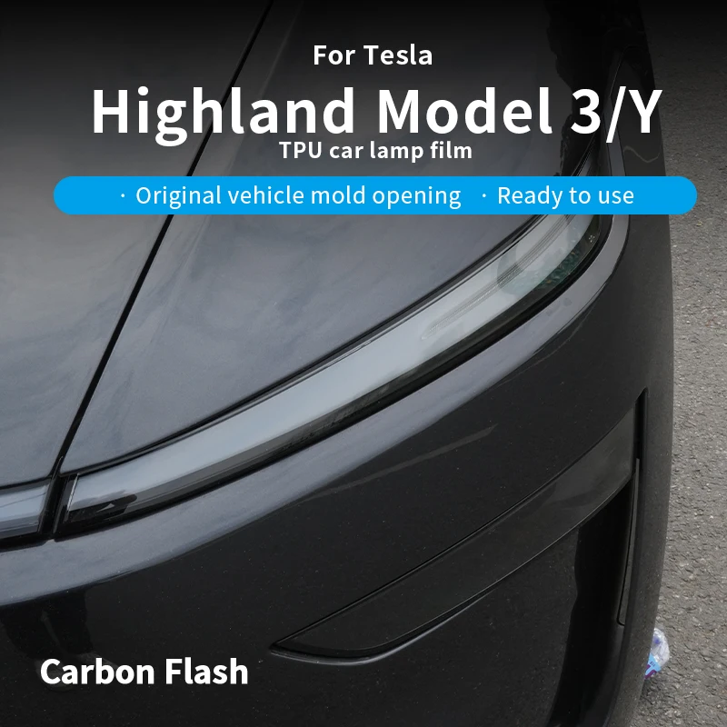 

Carbon Flash Headlamp Protective Film for Tesla 2025 Model Y Highland TPU Transparent Headlight Film Car Accessories