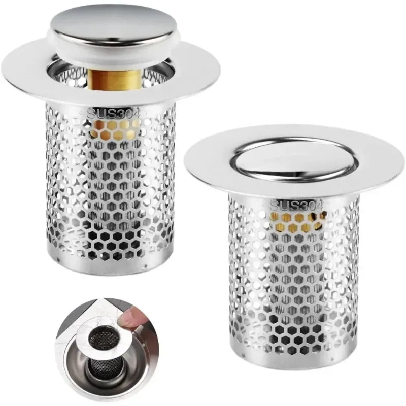 1/2PCS Filter Basket Stainless Steel News Bathroom Sink Plug Stopper Sink Drain Hair Catcher for Washroom Restroom Kitchen Good