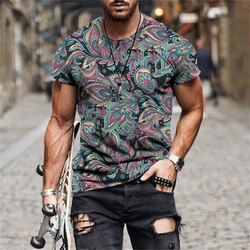 Summer New Ethnic Style Original Men's T Shirts Fashion Unisex Casual Printed Tee Personality Oversized O-Neck Short Sleeve Tops