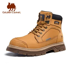 GOLDEN CAMEL Men's Winter Boot Plus Velvet Warm Thick Sole Hiking Shoes for Men Outdoor Travel High Top Mountaineering Snow Boot