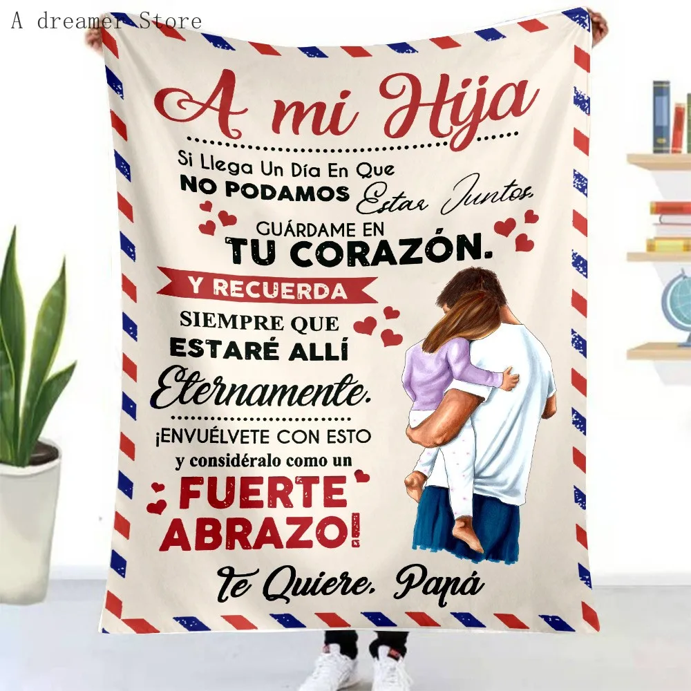 Spanish To My Daughter Son Blanket Soft Flannel Blanket for Sofa Bed Cover Express Love Message Blanket Birthday Christmas Gift