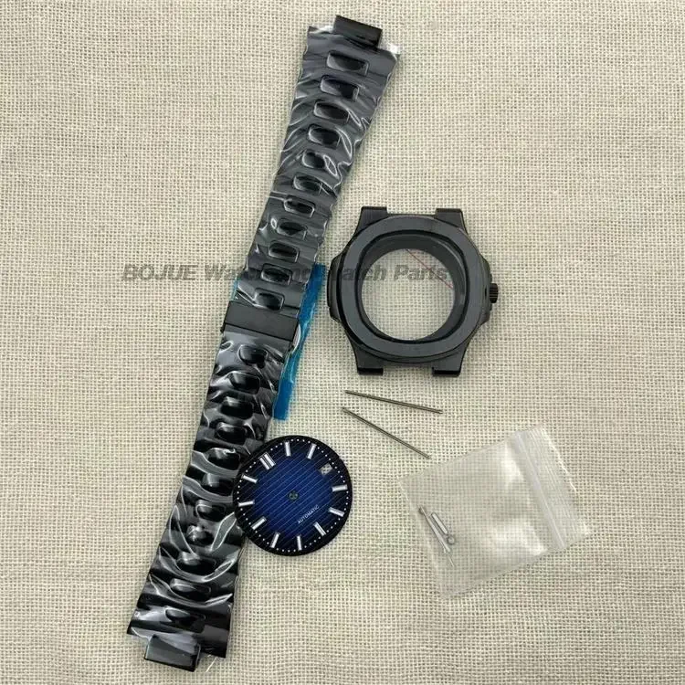

41mm Black PVD NH35 Watch Case Strap Stainless Steel Watchband for Nautilus NH38 NH36 Watch Accessories Dial Hands MOD Parts