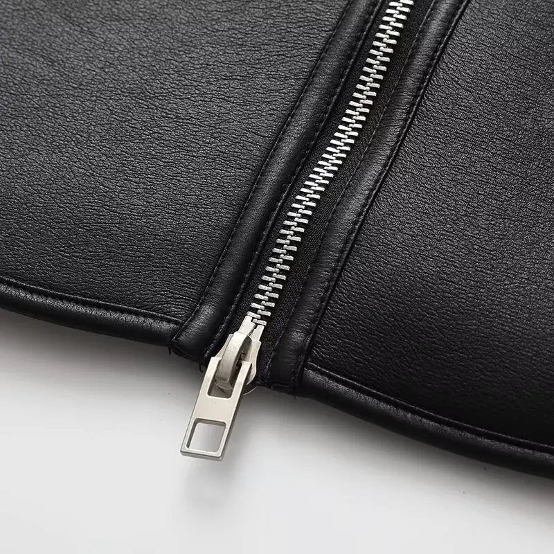 Leather Jackets Women's Thick Warm Faux Pu Outwear Black Winter Streetwear Outerwear Long Sleeve Tops Solid 2024 inszart Coat