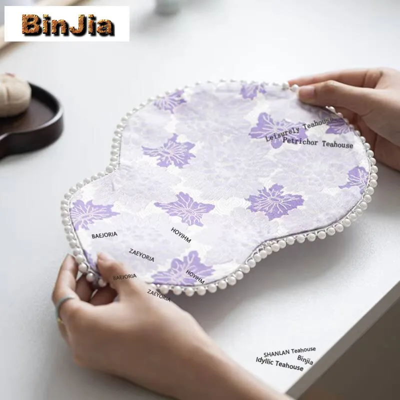Gourd Brocade Beads Tea Table Mats Ancient Drink Coaster Household Dinner Table Cloth Mat Chinese Tea Set Accessories Gift Craft