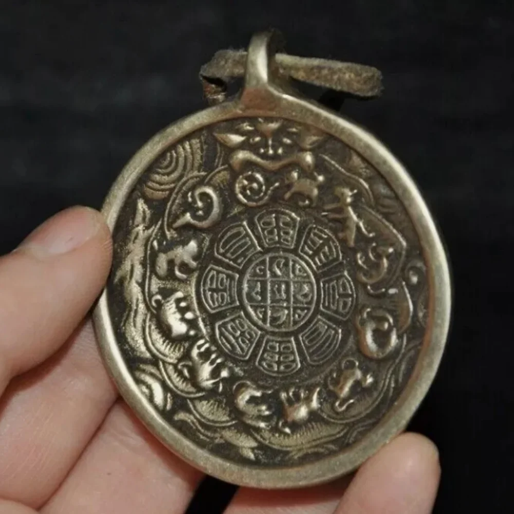 

Tibetan silver Zodiac signs animal exorcism thangka wall mounted amulet pendant