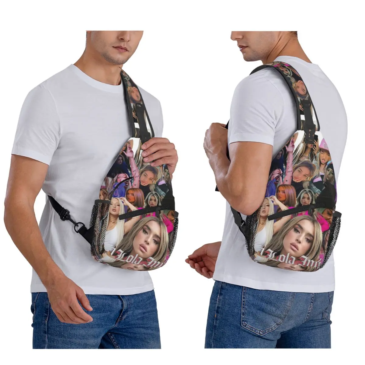 

Spanish Lola Indigo Chest Bag Men Sling Crossbody Backpack Chest Bag Traveling Hiking Daypack Shoulder Bag
