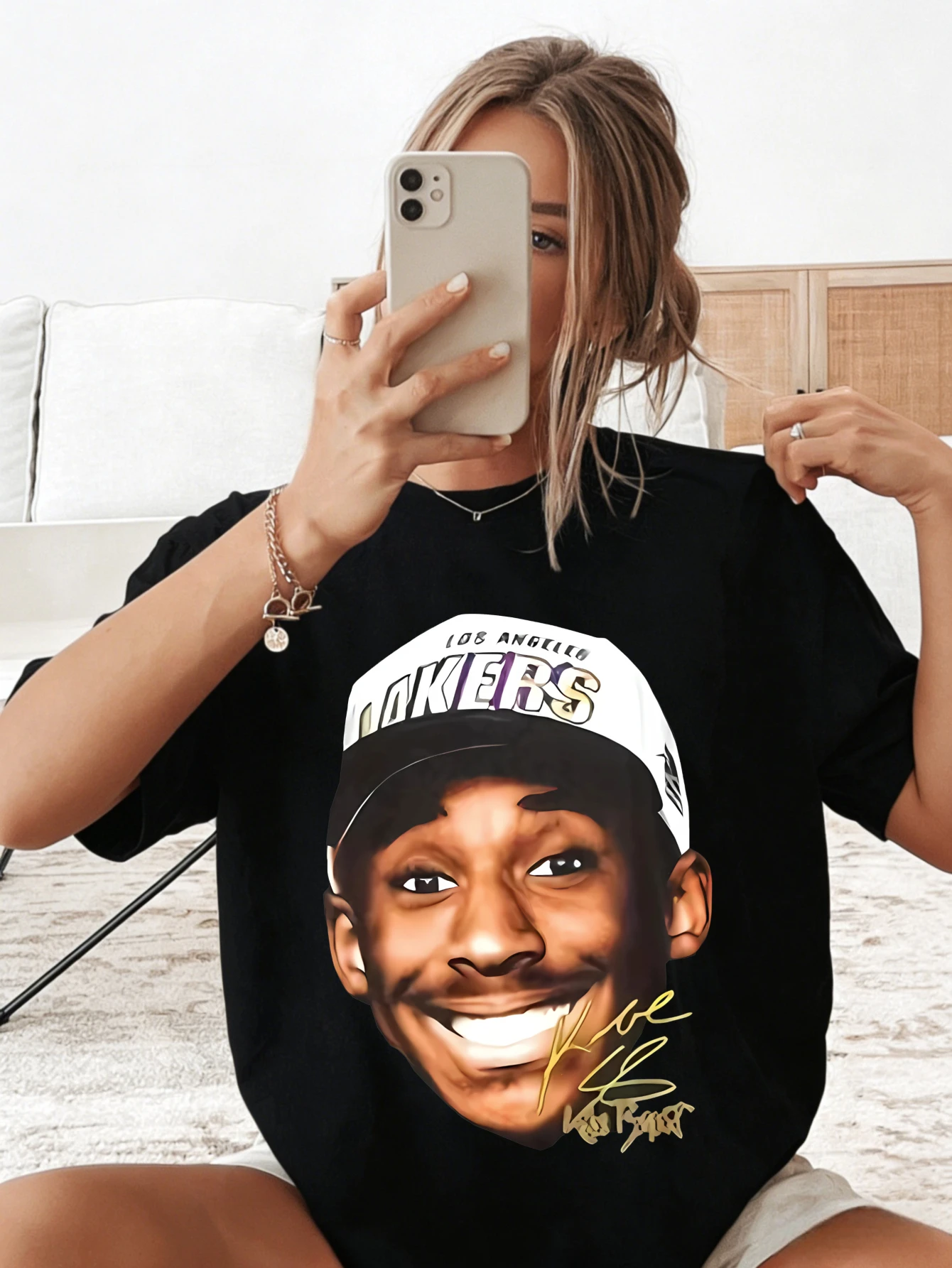 Camiseta de Algodón Extra Grande para Mujer con Estampado Gráfico de Kobe Bryant de los Lakers, Camiseta de Manga Corta Informal de Verano para Uso Diario