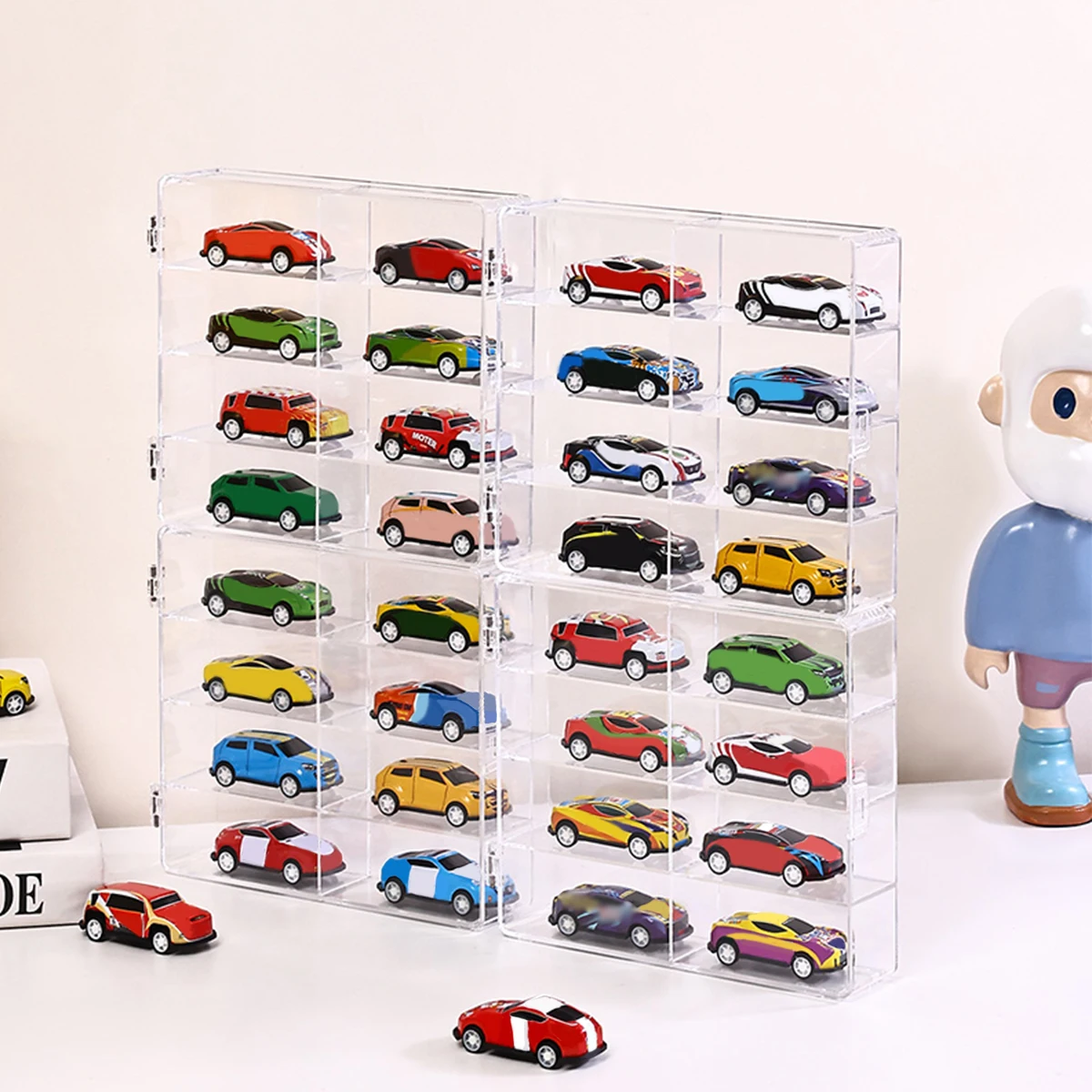 1 قطعة أكريليك شفاف قابل للتكديس 1:64 صندوق تخزين نموذج سيارة لعبة خزانة رف إكسسوارات الشعر منظم المجوهرات #2