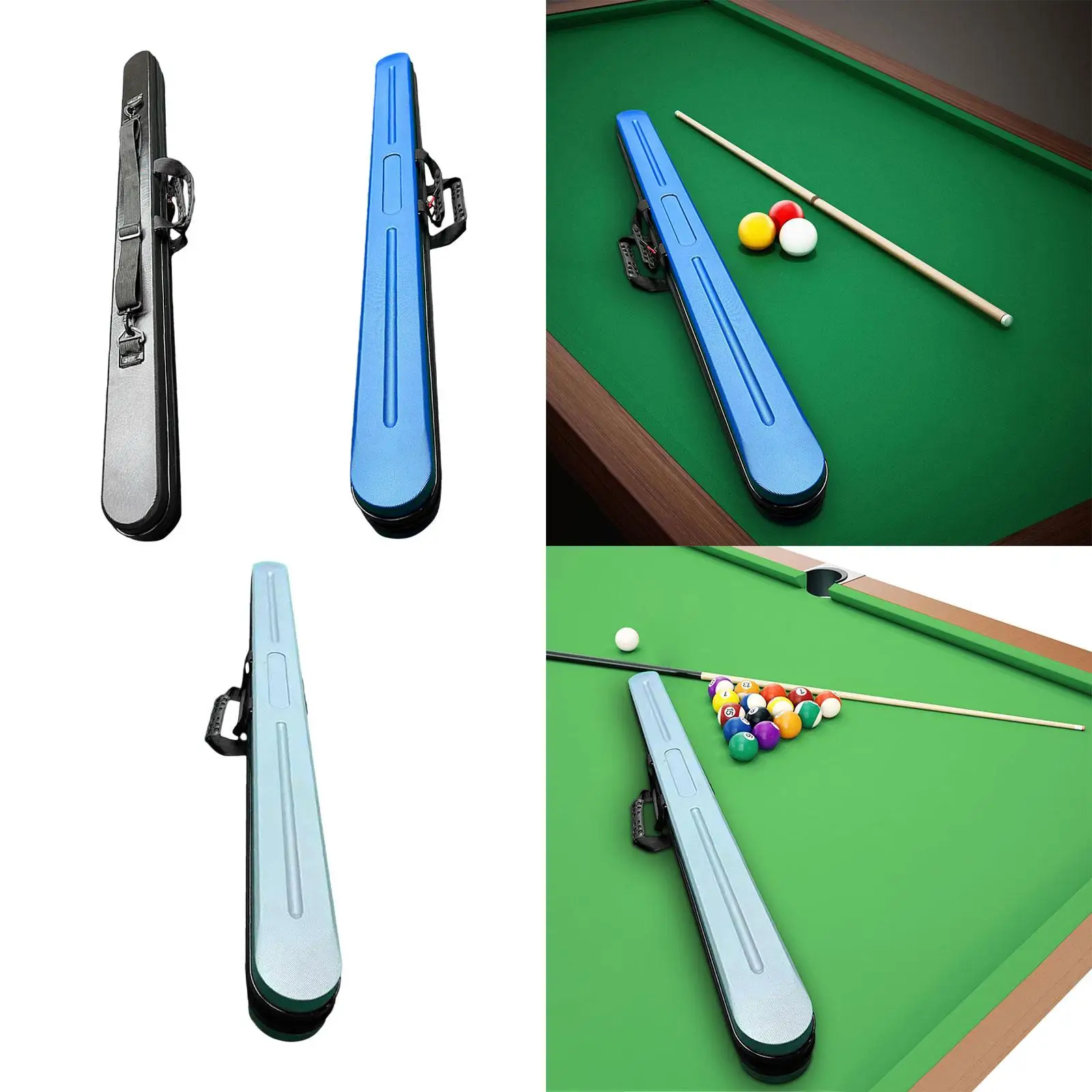 Billiards Pool Cue Case PVC Portable 3/4 Cue Case Handle Strap Hard Case