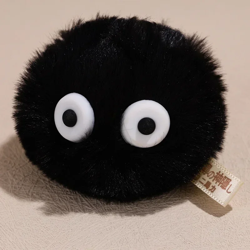 Belle peluche petite boule de charbon noir porte-clés pendentif jouets porte-clés en peluche