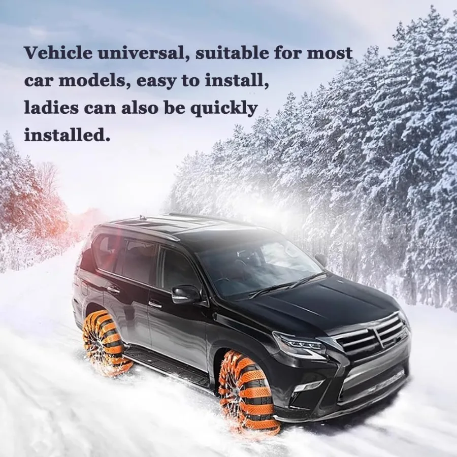 10 Uds. Cadenas sobre ruedas, cadenas antideslizantes para nieve para coche SUV, cadenas universales ajustables, cadenas para neumáticos de nieve de emergencia, solución de seguridad