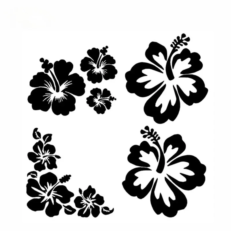 Fashion Hawaiian Hibiscus Flower Modeling Car Stickers PVC Waterproof Decal Cars Motorcycle Creativity Decals Decor,KK