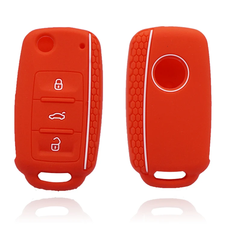 Cocolockey Silicone Car Key Cover Case for VW Golf for Skoda Yeti Superb Rapid Octavia for SEAT Leon Ibiza 3Button Remote Holder image 3