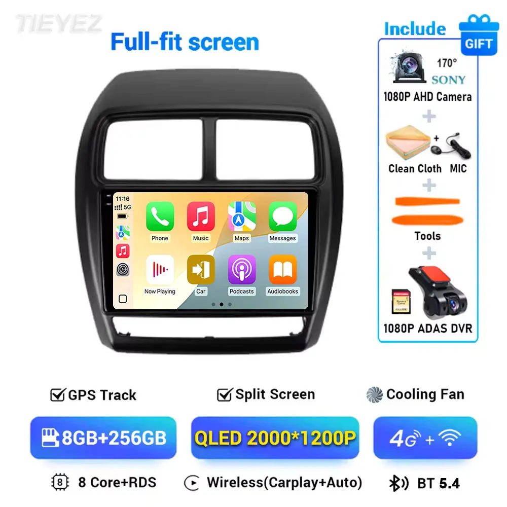 Voor Mitsubishi ASX 1 2016-2023 Android 15 Linksgestuurde Carplay Auto GPS Autoradio Navigatie Multimedia Video speler 4G BT
