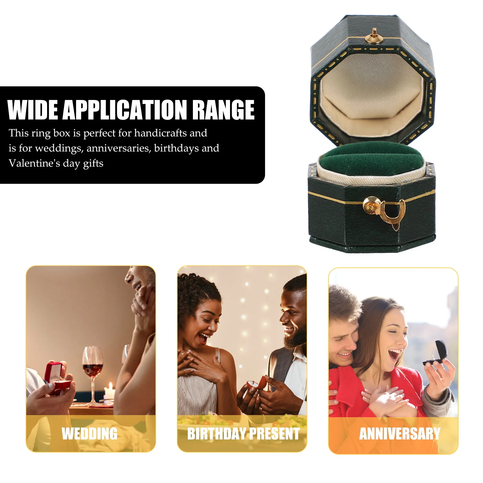 

Octagonal Ring Box Solid Leatherette Paper Creative Vintage Jewelry Storage Case Gift Holder for Wedding Anniversary Valentine's