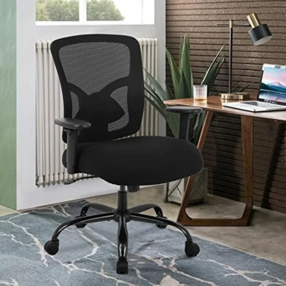 

Home Office Chair Desk Chair Gaming-Ergonomic Mid Back 400 lbs Mesh Chair Height Adjustable Rolling w/Armrest Lumbar Support Com
