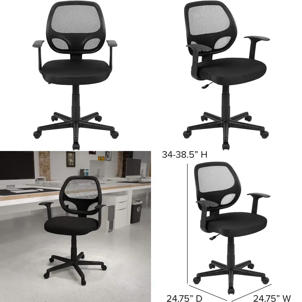 

Mid-Back Black Mesh Swivel Ergonomic Office Chair with Arms for Task Comfort
