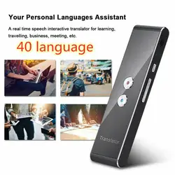 T8 Tradutor de Voz Compatível com Bluetooth, Multi Idiomas, Instantâneo, Mini, Sem Fio, 2 Vias, Tempo Real, 40 Idiomas