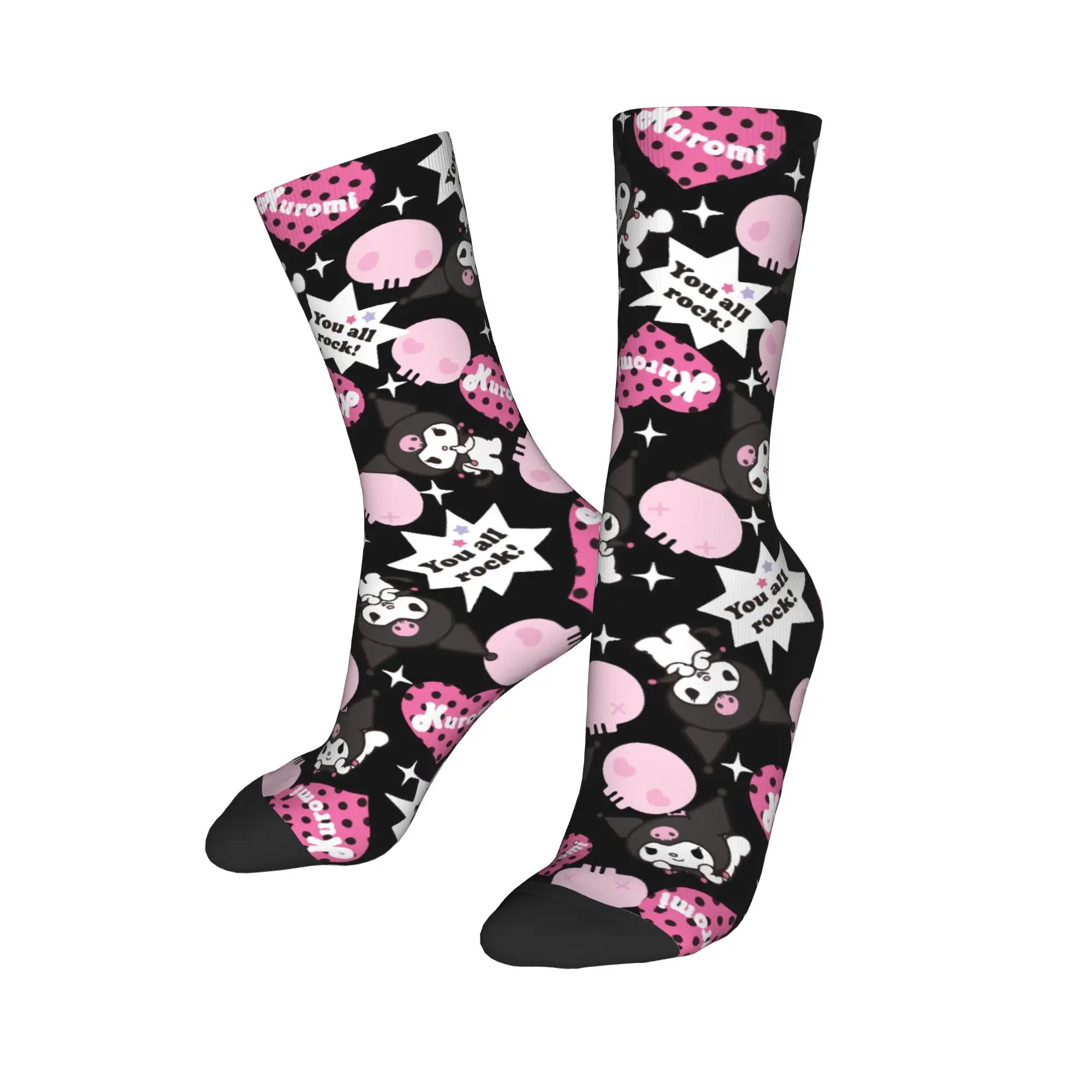 

Носки Kawaii Kuromi с героями мультфильмов, мужские и женские модные носки из полиэстера в стиле Харадзюку, весна-лето, осень-зима, средние носки-трубы, подарок
