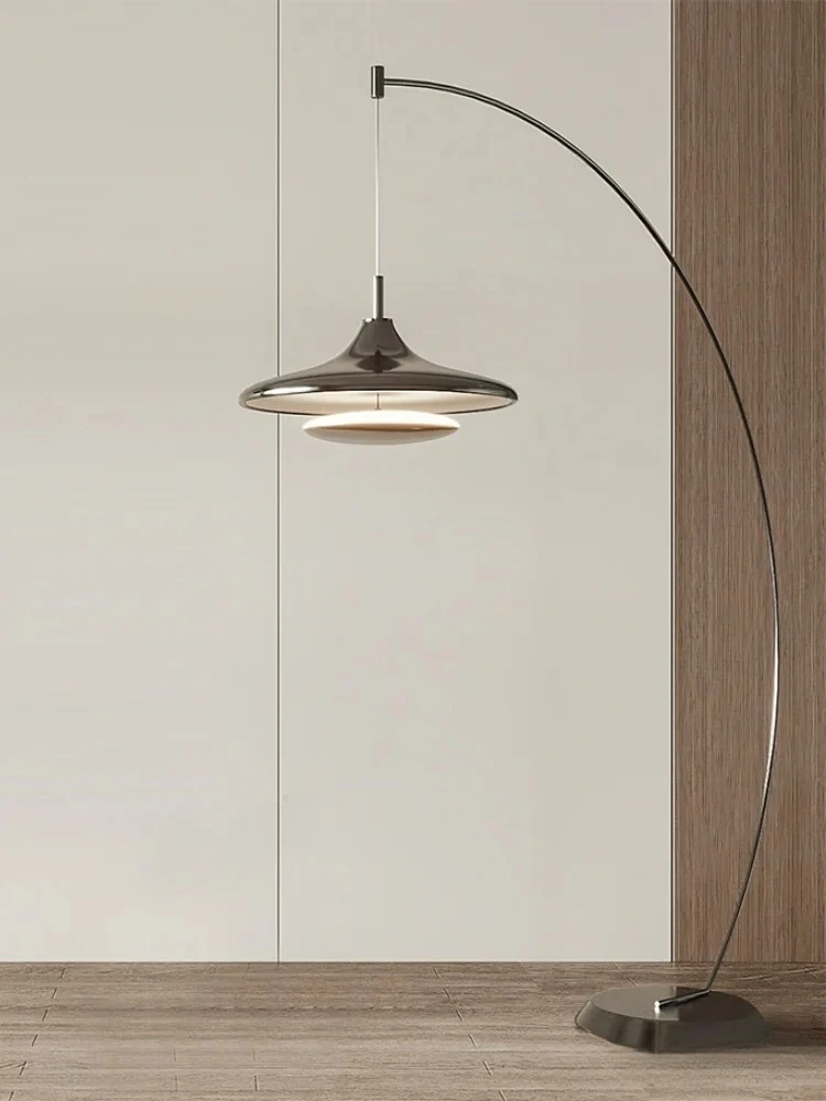 Lámpara de pie LED suspendida de plata Vertical de Metal minimalista moderno nórdico estudio dormitorio decoración interior del hogar accesorio de iluminación de ambiente