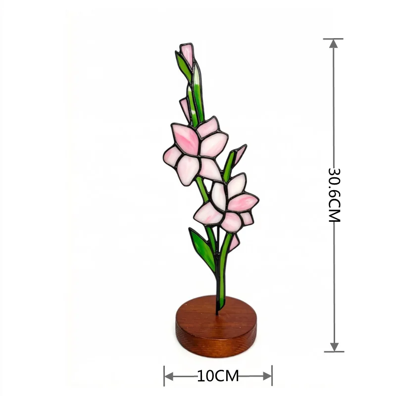 Goldene Geburtsblume aus Buntglas, personalisiertes Geschenk für Sie, eleganter Buntglas-Sonnenfänger für Geburtstage oder Jubiläen der Mutter. – Detail 13