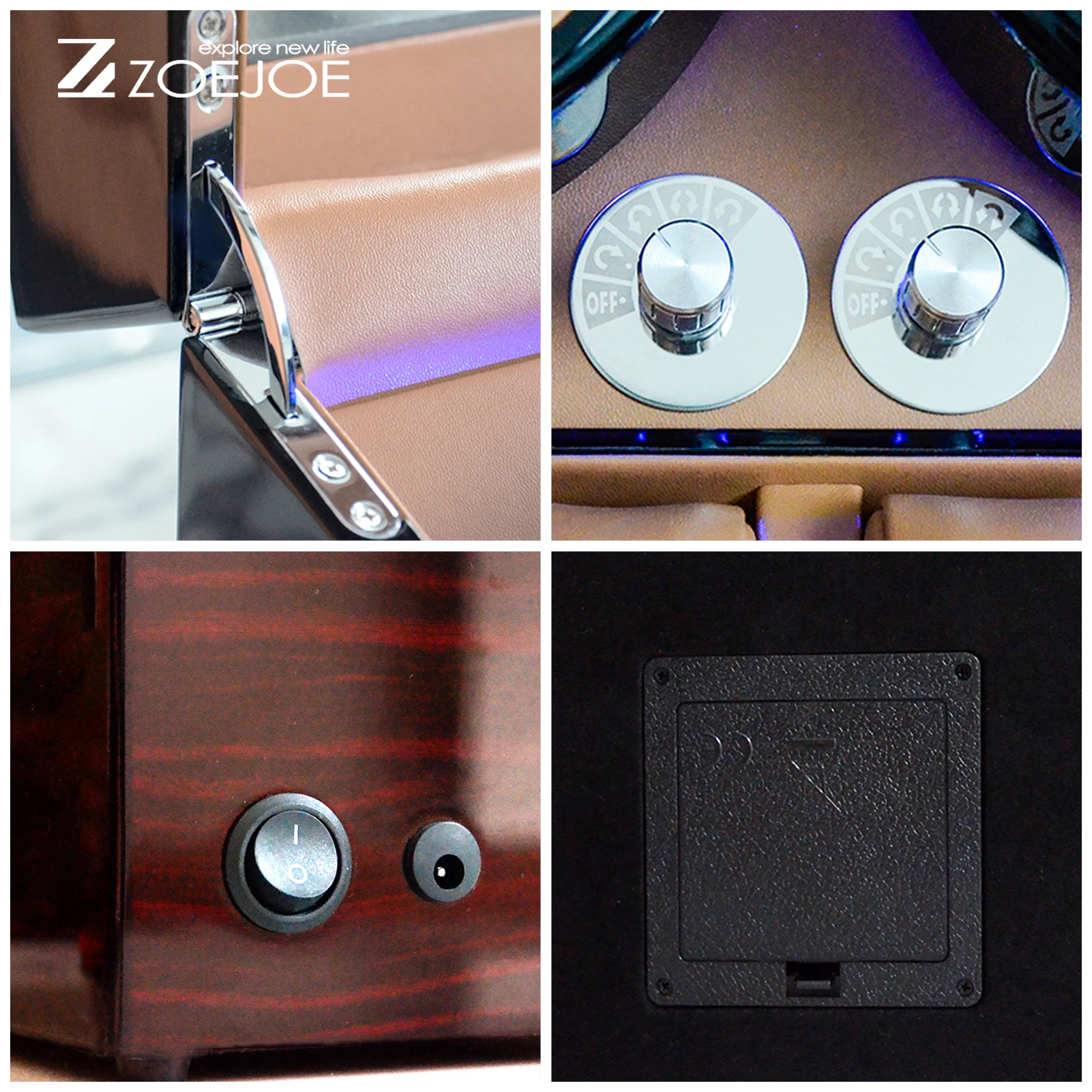 ZOEJOE 4 + 6 слотов, автоматическое устройство для намотки часов для мужчин, безопасная коробка для часов с ключом, стукается, более плавно работать, намоточные устройства для часов для дома