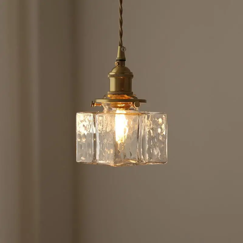 

Japanese Retro Glass & Brass Pendant - Nordic Minimalist Creative Light for Multi-Space Bedside, Dining & Entryway