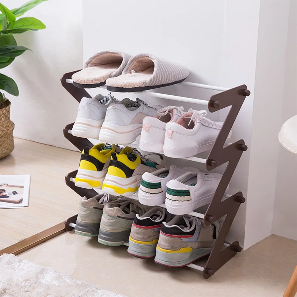 

Hallway Space Saving Shoes Rack Bedroom Tier Z-shaped Shoes Rack Shelf Room Stand Organizer Holder Door Slippers Cabinet Holder