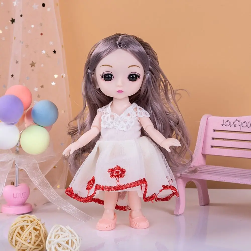 

13 Joints Big Eyes Princess BJD Doll Korean Makeup Look Movable 17cm Bjd Doll Sweet Thick Hair 13 Movable Joints Mini Girl Toy