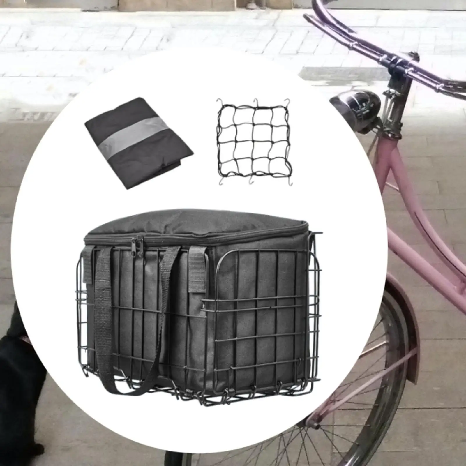

Bike Basket Front Rear Bike Storage Basket Metal Handlebar Basket Bike Pannier