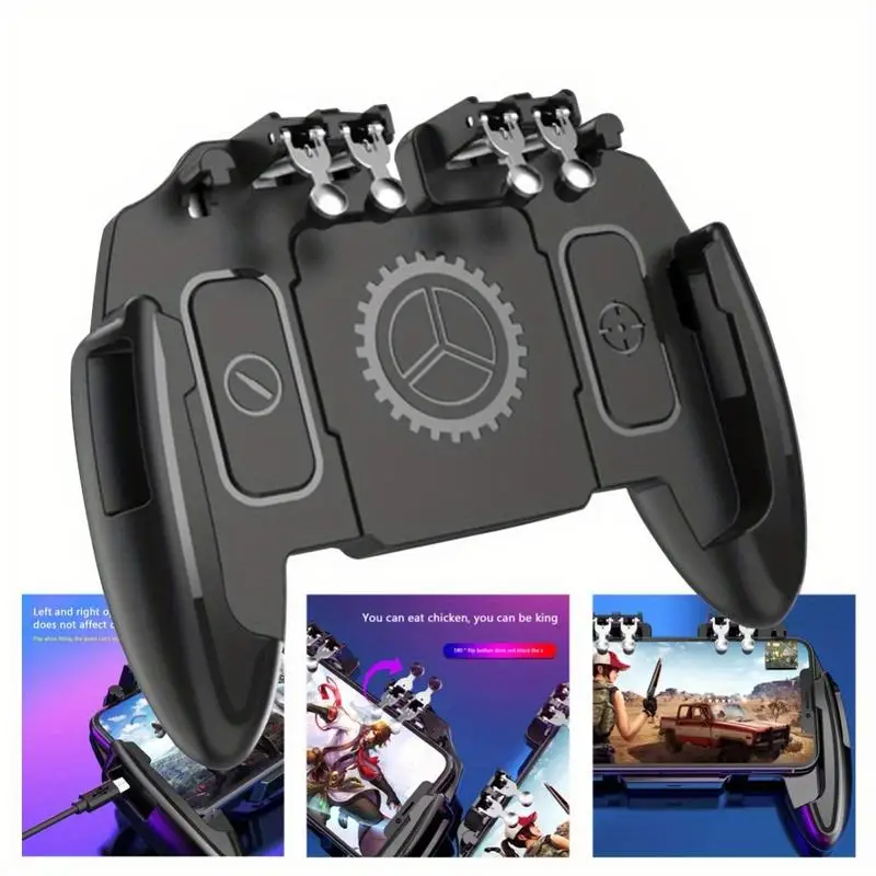 Mobile Phone Grip Holder 6 Fingers Gaming Cooling Gamepad Joystick L1R1 Trigger Controller