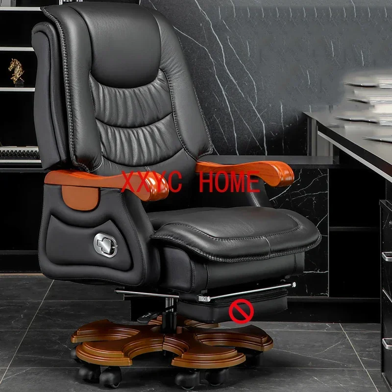 Luxury Leather Boss Office Chair Ergonomic Orange Office Chair With Footrest Sleep Comfort Cadeira Gamer Office Desk Furniture