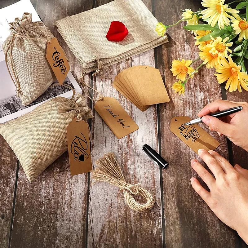 Vintage Retro Kordelzug Jute Sackleinen Taschen Weihnachten Halloween Hochzeit Geburtstag Party Festival Supplies Süßigkeiten Schokolade Geschenktüten