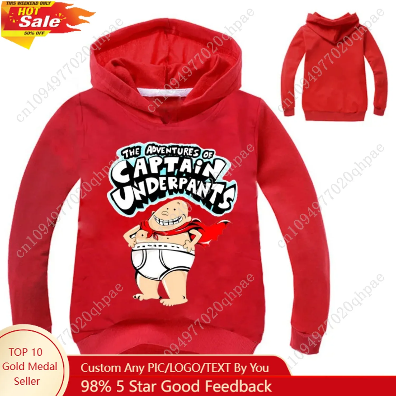 

2-16Years Captain Underpants Hoodie Kids Sweatshirt Baby Boy Clothes Children Hooded Sweater for Toddler Girls Long Sleeve Coats