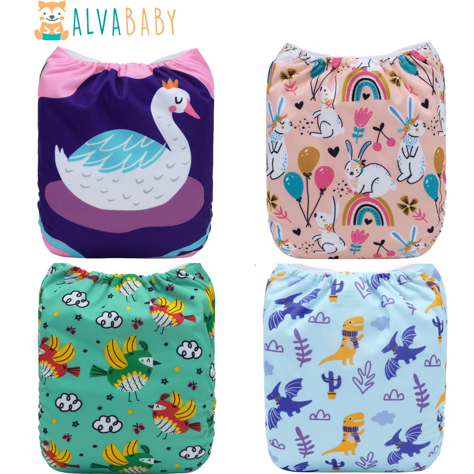 U Pick ALVABABY Baby Cloth Nappy Washable Baby Cloth Diaper Reusable Baby Nappy with 1pc Diaper Microfiber Insert