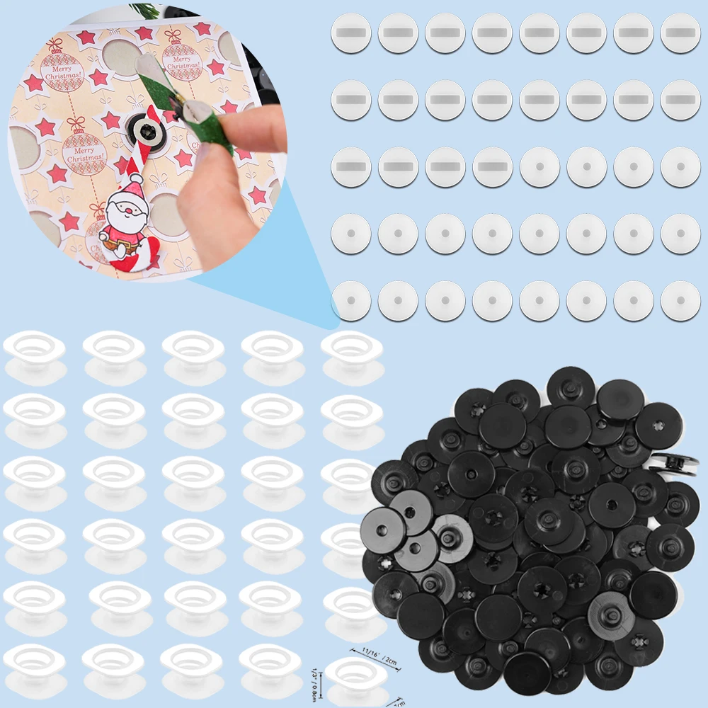 50 Pairs Black Snap'n Slides for Making Slider Card Spinner Swing Arm Cards Round Interlocking Disks Easy Interactive Elements