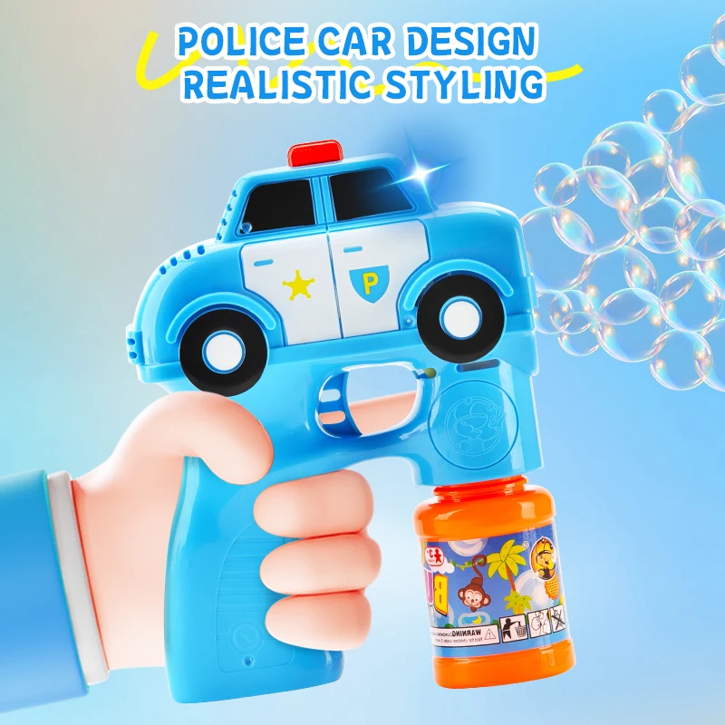 Automatic Bubble Machine, Police Car Design, Multi-hole, Kids Outdoor Play, Birthday Gift