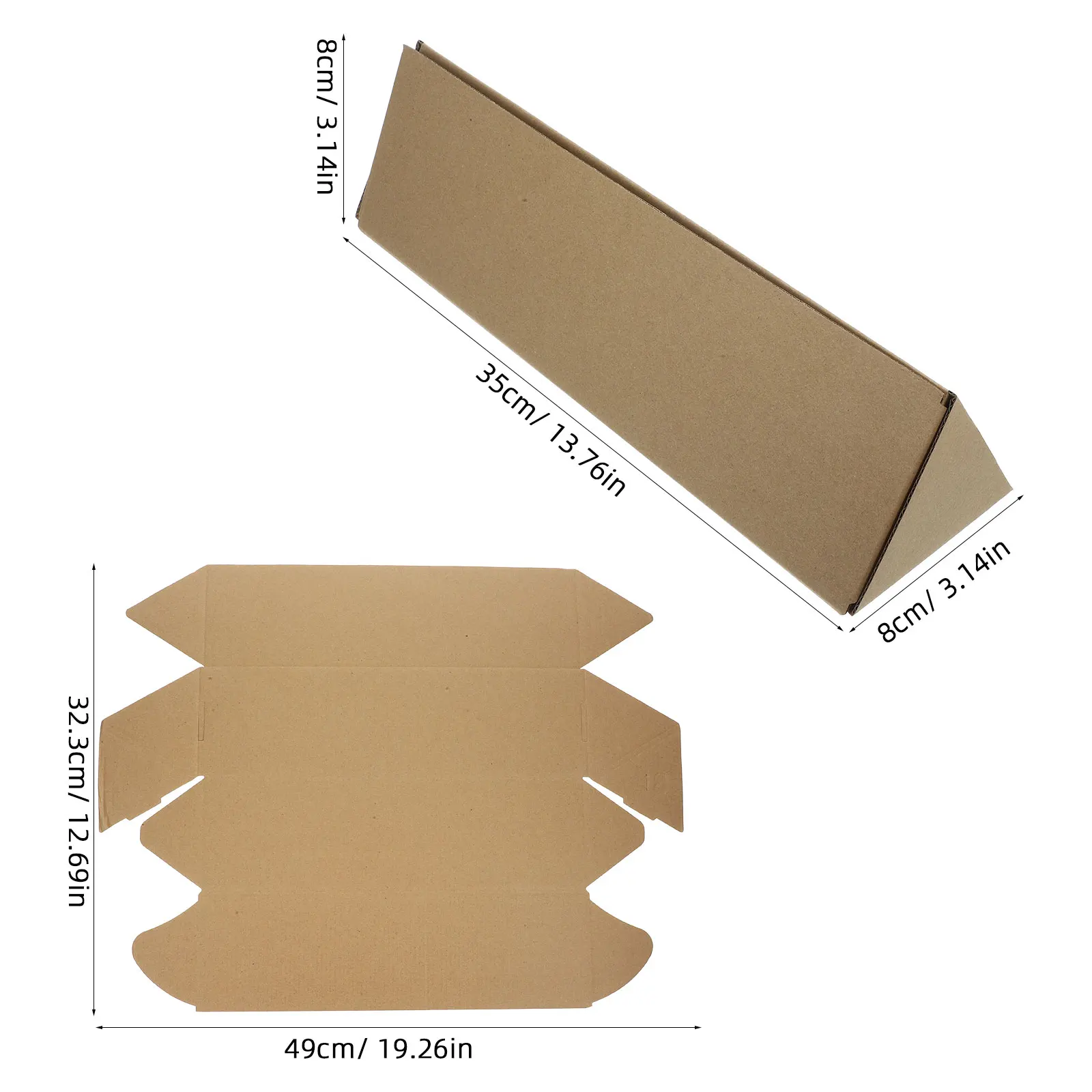 10 Pcs  Triangular Cardboard Box Kraft Paper Mailing Box Shipping Packaging Box Poster Tubes Paper Postage Drawing Mailing Tube