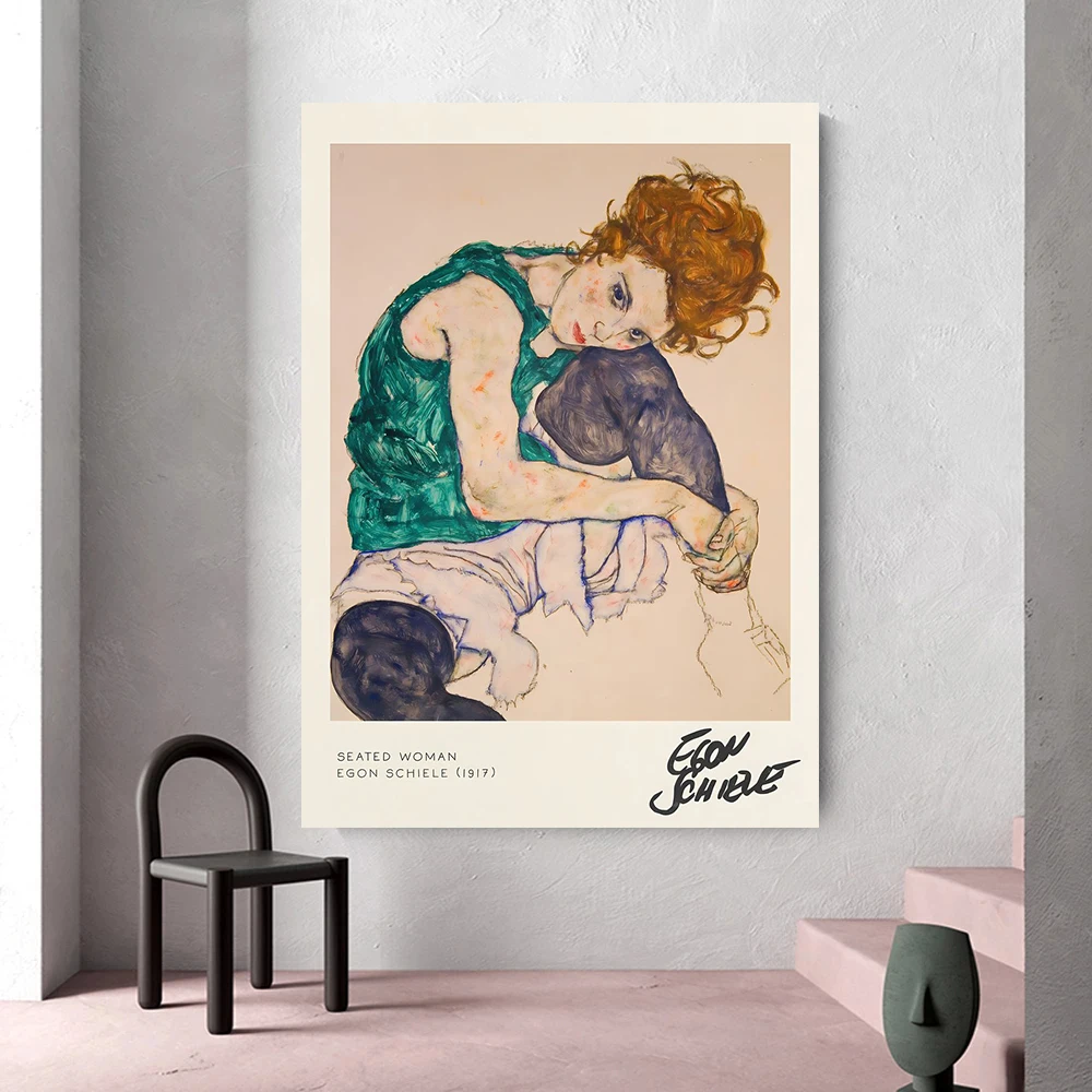 Egon Schiele Hilma Af Klint Famous Exhibition Canvas Painting Portrait Wall Art Nordic Posters  Prints Wall Pictures Room Decor