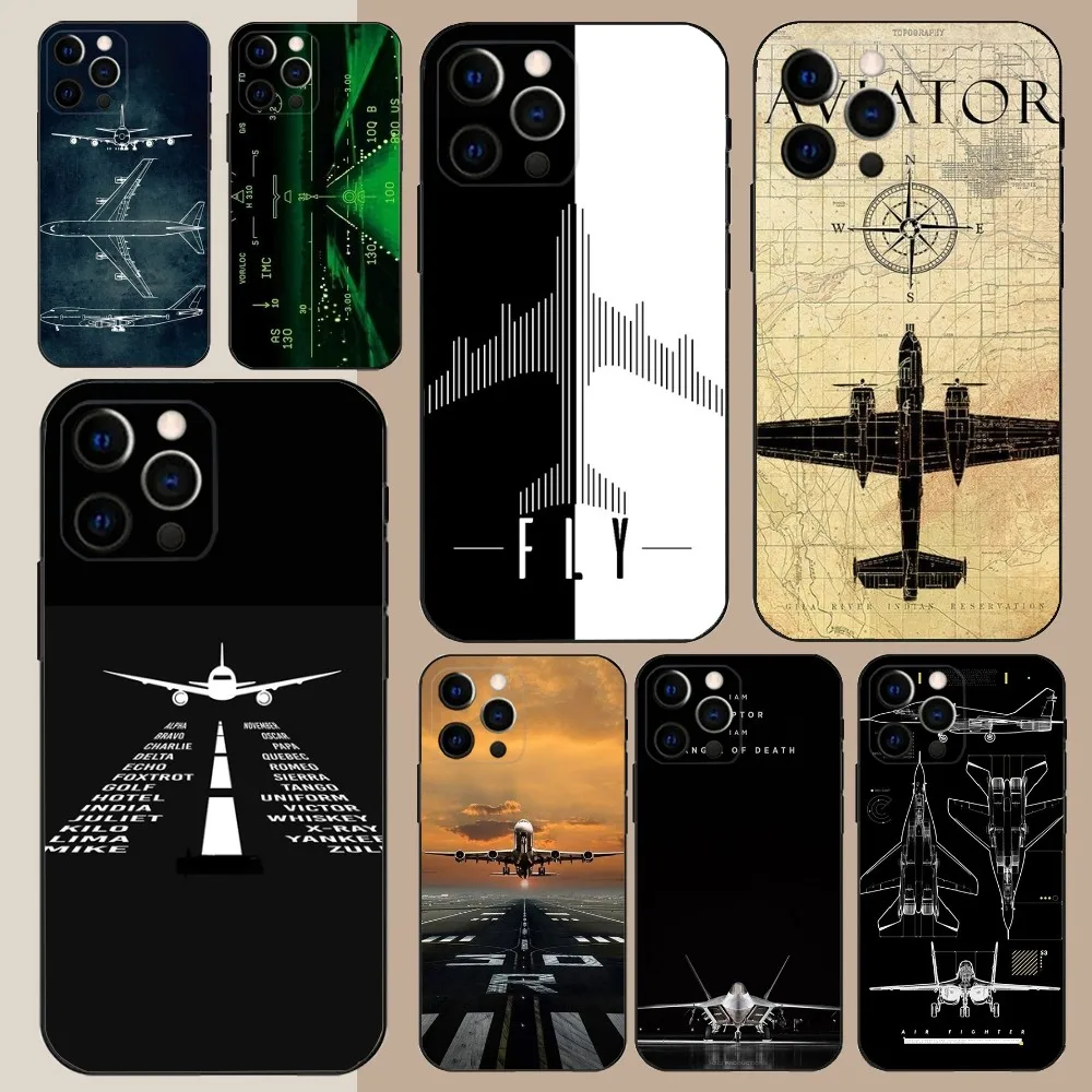 Aircraft Helicopter Airplane   Phone Case For Apple iPhone 15,14,13,12,11,Pro,X,XS,Max,XR,Plus,Mini Soft Black Cover