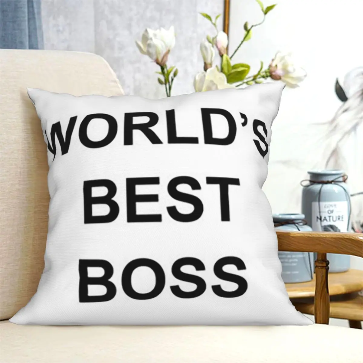 Worlds Best Boss The Office Dunder Mifflin Square Pillowcase Cushion Cover Pillow Case Throw Pillow Cover Home Sofa Living Room